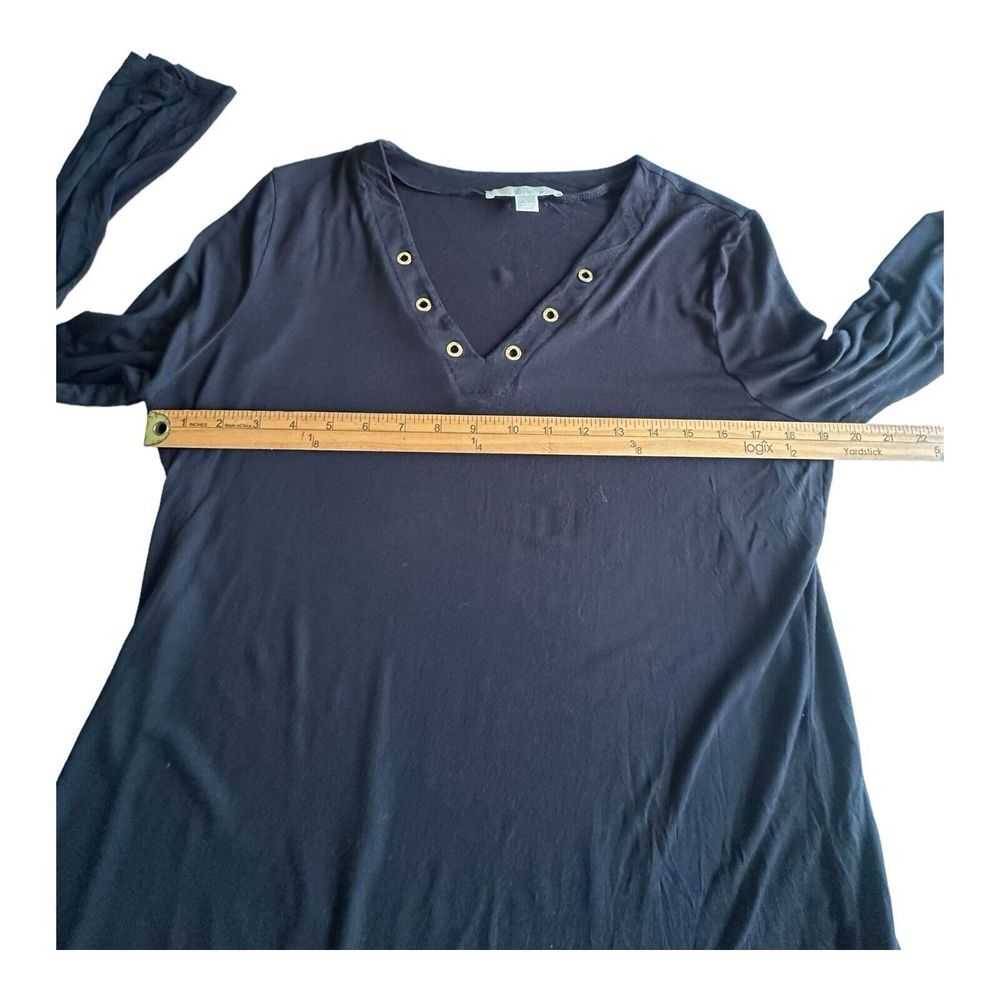 MICHAEL Michael‎ Kors Women's Black Top Blouse Gold Grommet Logo Sz Large - Picture 9 of 13